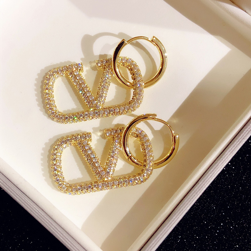 Fashion Light Luxury Full of Diamonds Temperament Hundred Match Earrings Jewelry