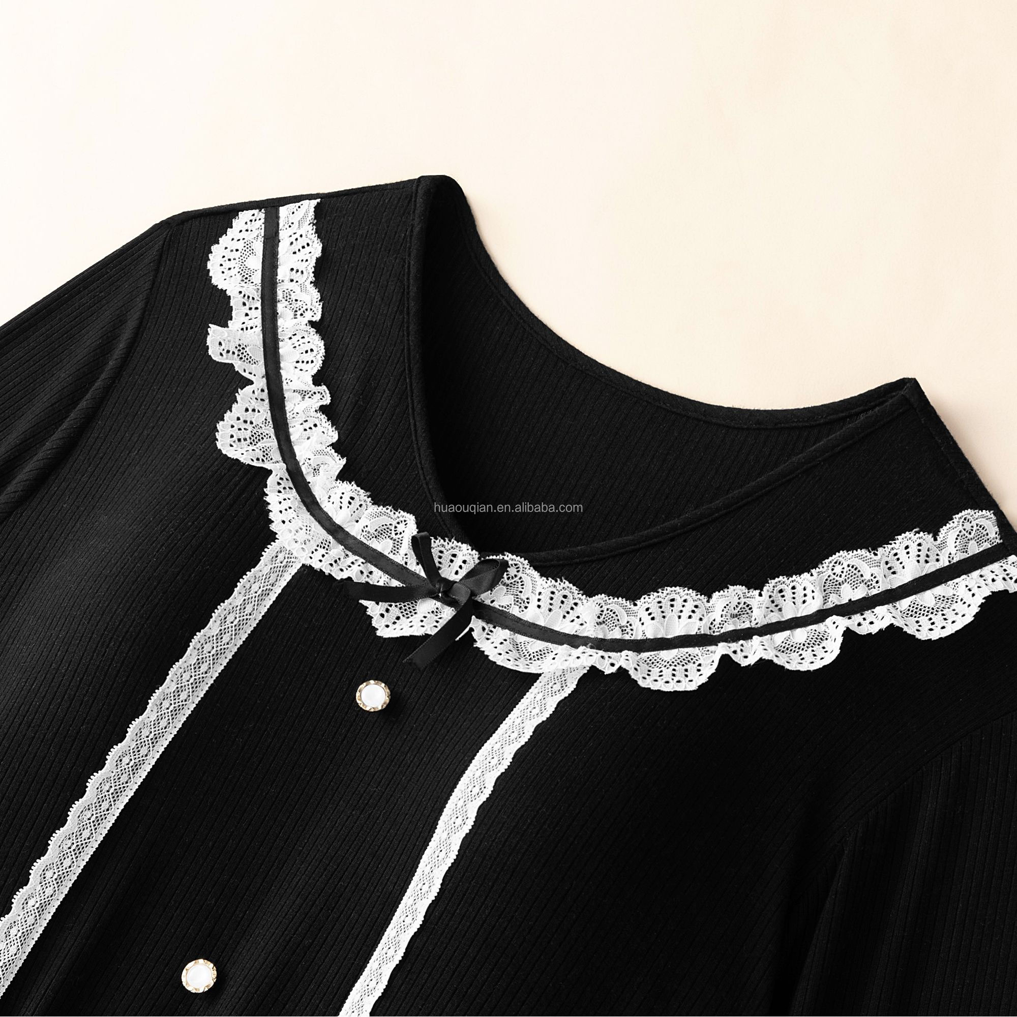 2026 New Palace Style Sleepwear Women's Luxury Elegant Long Sleeved Premium Modal ODM Sweet Lace Trim Home Clothes Pajamas