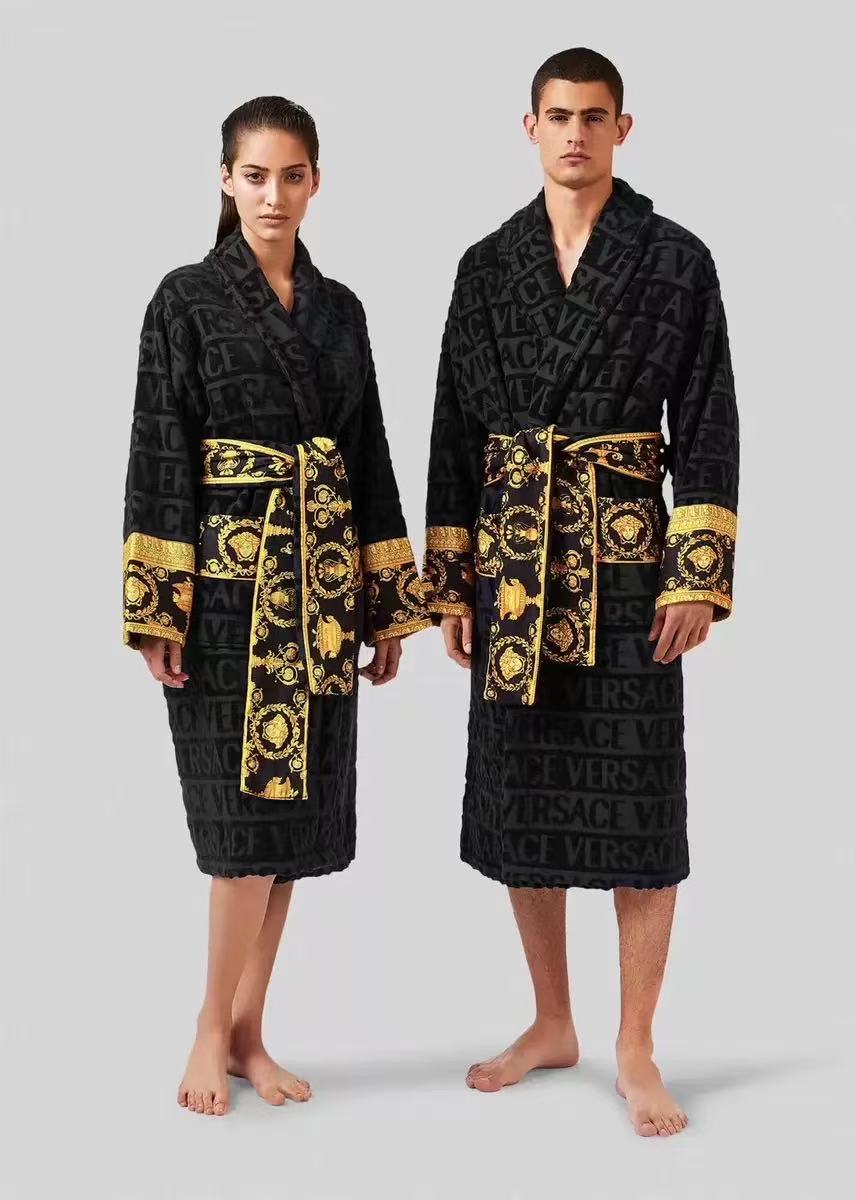 HLY Women's Pure Cotton Jacquard Sleepwear Bathrobe Allure Luxury Women's Pajamas for Summer Winter Solid Nighty Bathrobe