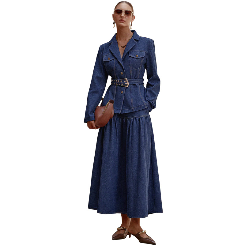 2026 Denim Suit for Women Stylish Girls Jeans Suits Women's Denim Jacket and Skirt Clothes Women 2 Pieces Outfit Sets