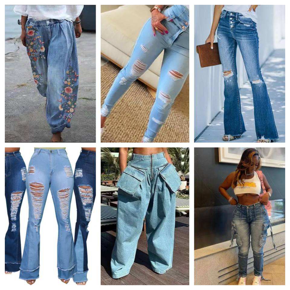 Manufacturer Direct Cheap Stylish Comfortable Multi-Functional High Quality Women's High Waisted Wide Leg Denim Jeans Trousers