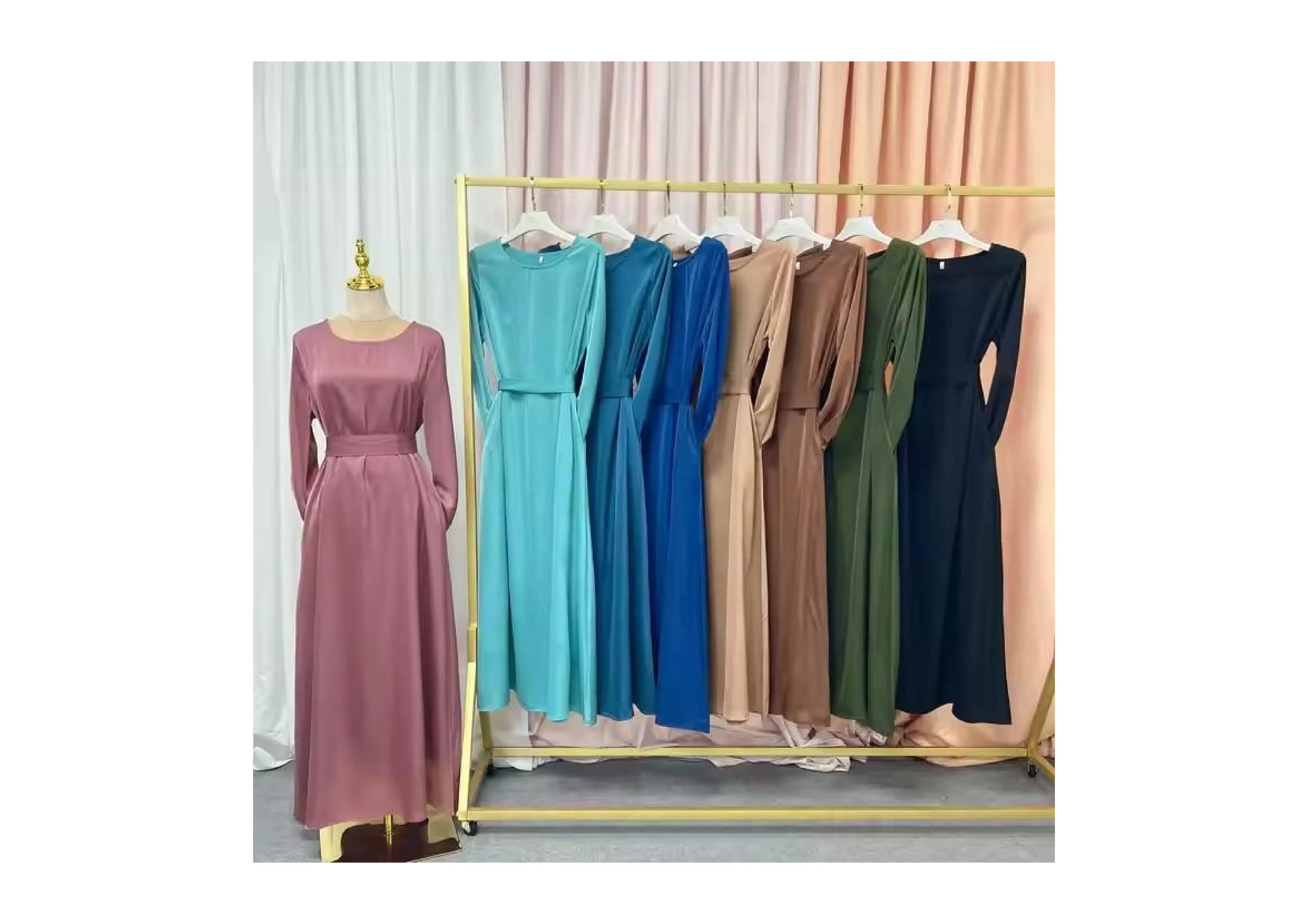 New Model Women's Long Sleeve Abaya in Chic Solid Colors for Modest Fashion