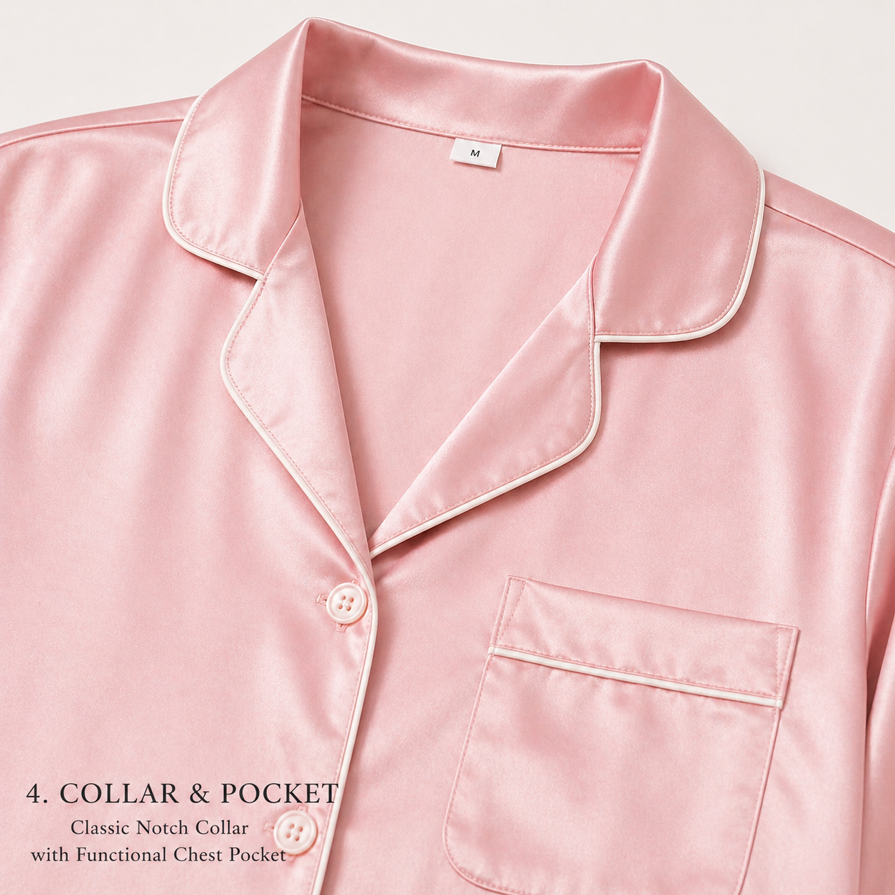 OEM Private Label Satin Sleepwear Women Long Sleeve Pink Loungewear Set for Boutique Retail