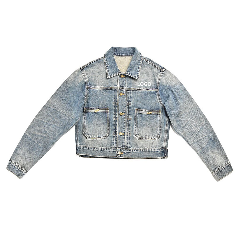 OEM Casual Women's Denim Jacket Loose Turn-down Collar Long Sleeve Denim Jacket