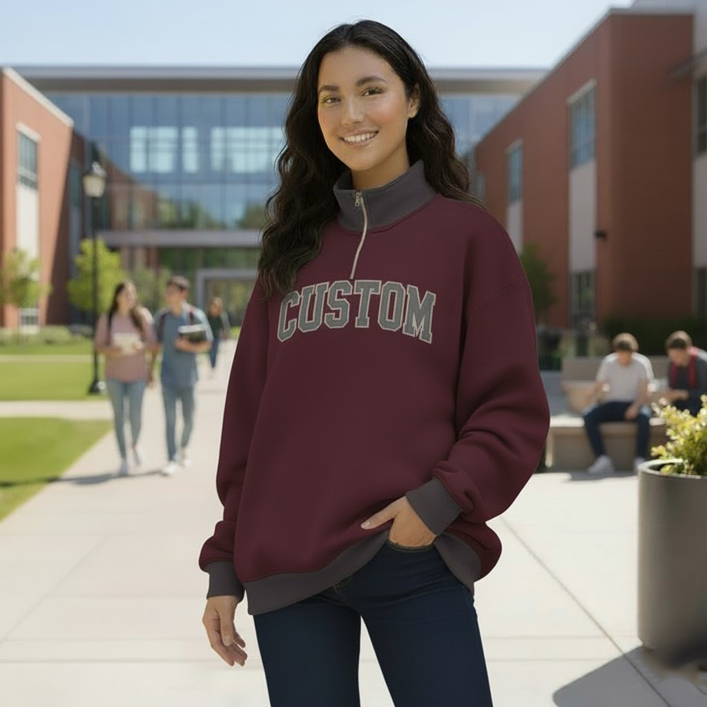 Custom Printed Autumn Winter Sorority Sweatshirt Women Oversized Knitted Polyester/Cotton Mockneck College Greek Apparel