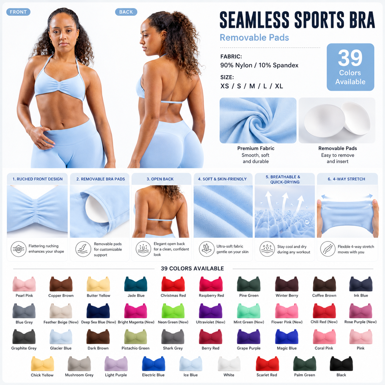 Custom Logo Seamless Workout 2 Piece Set High Waist 4.5 Inch Inseam Athletic Shorts &amp; Sports Bra Gym Yoga Activewear Wholesale