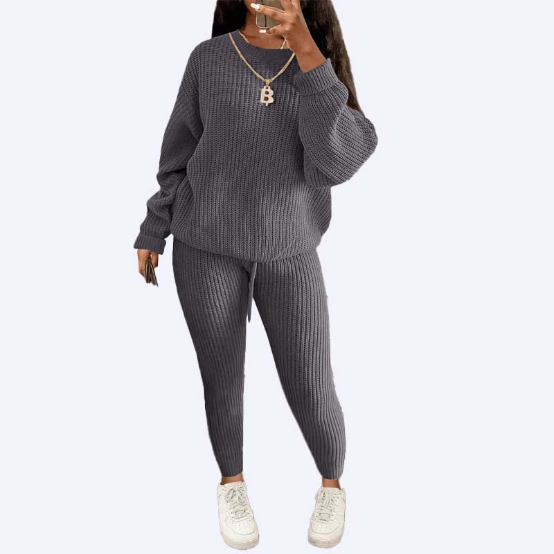 Ladies Knitted Sweaters 2 Pieces Sets Women Fashion Autumn Winter Streetwear Knit Outfit Sweater and Pants Set