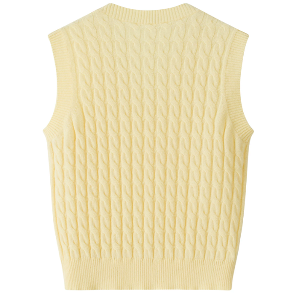 Women's 100% Pure Cashmere Cable Knit Vest Sleeveless V-Neck Cashmere Sweater Vest for Layering