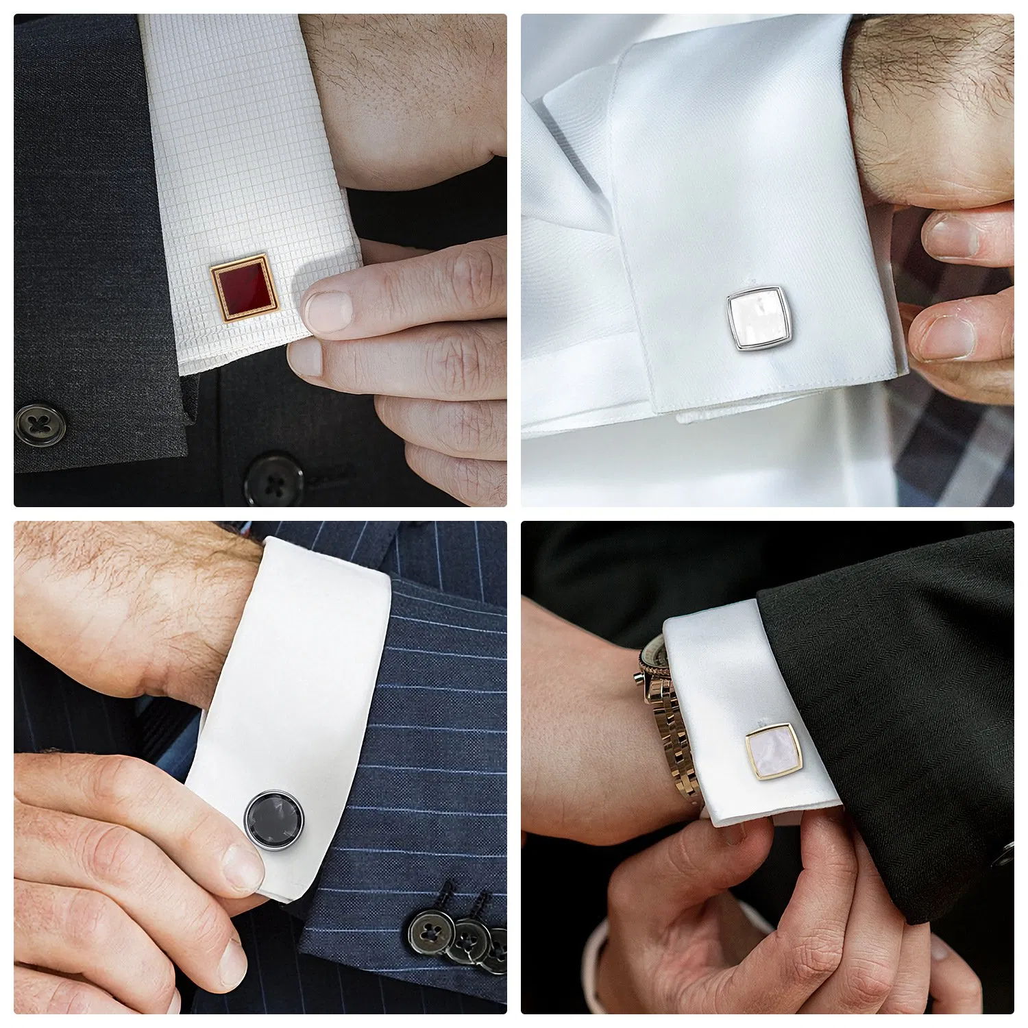 Elegant Men's Gold-Plated Checkered Cuff Links for Business Attire