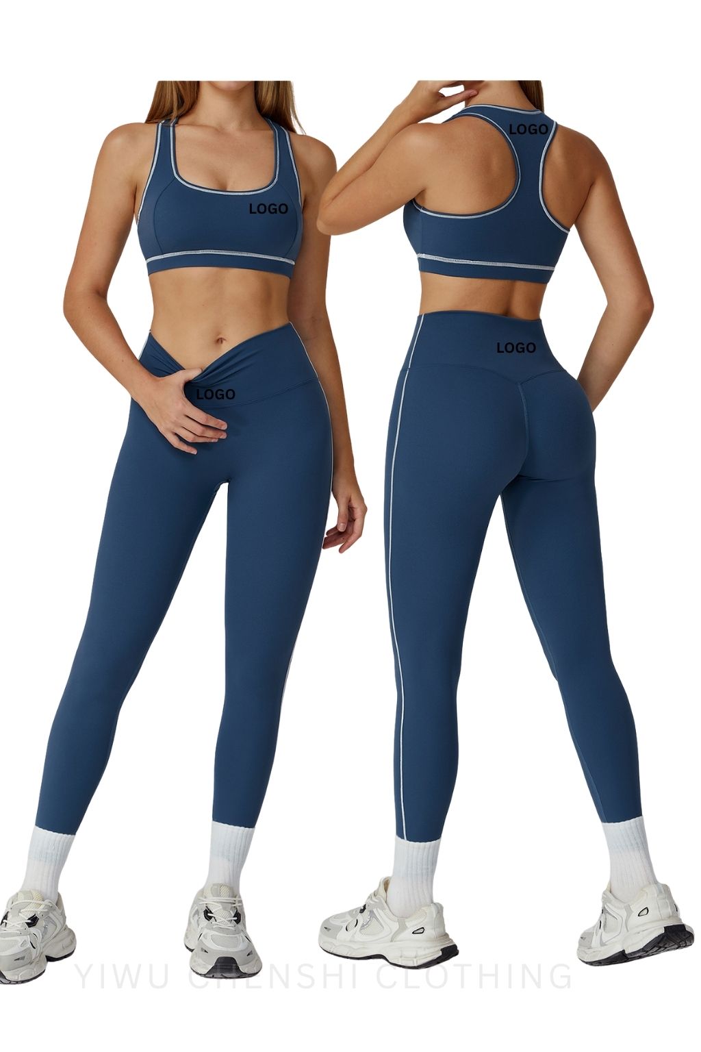 Women Slim Fit Sports Suit Zipper Contrast Color Yoga Fitness Running Set Stretch Sportswear Workout Gym Casual Activewear Set