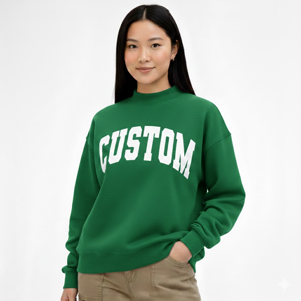 Fully Customized Women's Casual Solid Mockneck Winter/Autumn Fleece Sweatshirt Embroidered Front Logo Eco-Friendly Breathable