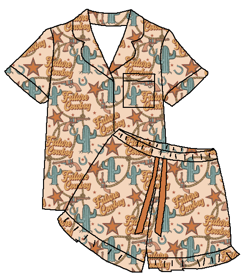Pajamas, Bamboo Home Clothes, Women's Western Printed Women's Short Sleeved Pajamas, Sleepwear
