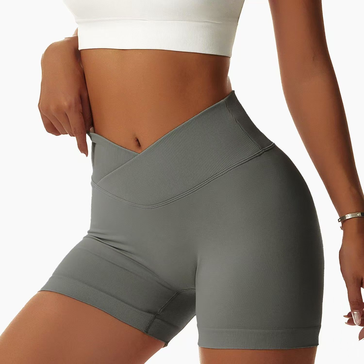 Hot Gym Clothing Seamless Yoga Pants Women Yoga Shorts Tights V Waist Scrunch Butt Short Legging