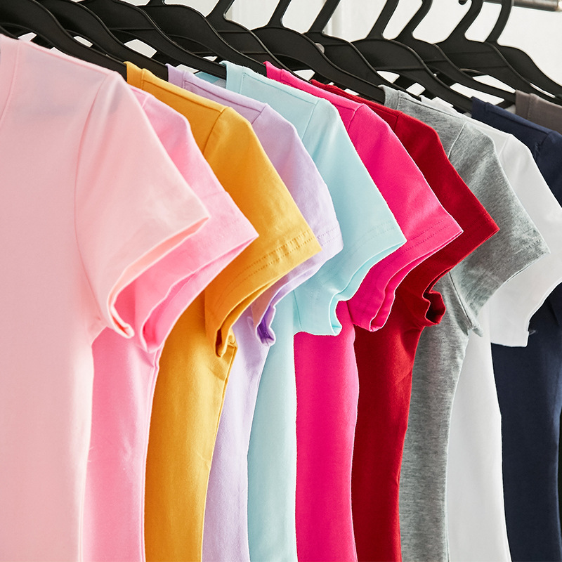 Factory Direct Custom 100% Cotton Woman T-Shirts Candy Color Knitted Casual Plus Size Summer Collection Solid Embroidery OEM