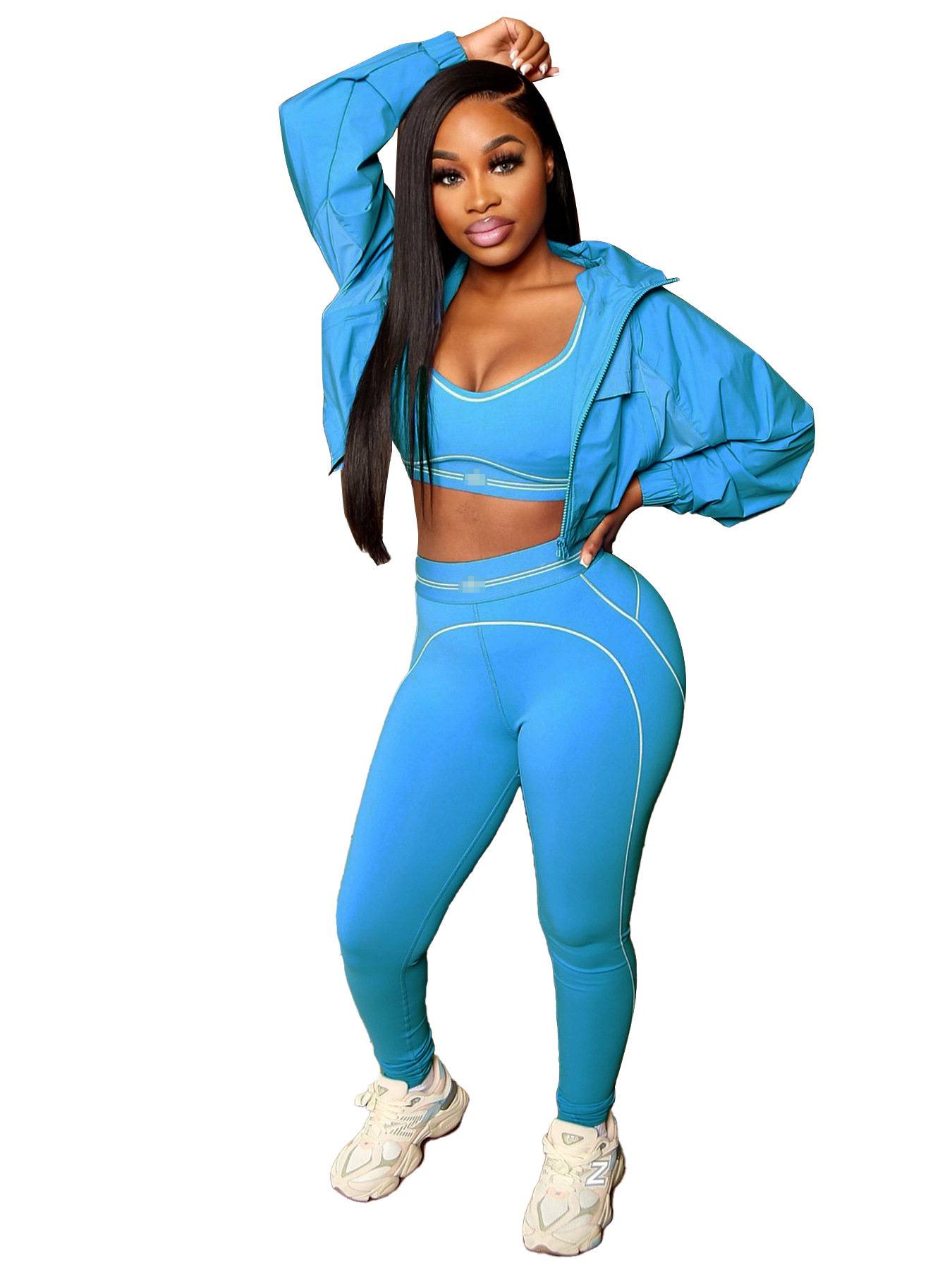 Women's Two-Piece Sports &amp; Leisure Gym Wear Activewear Solid Pattern Workout Sets With Front Logo For Gym Clothes