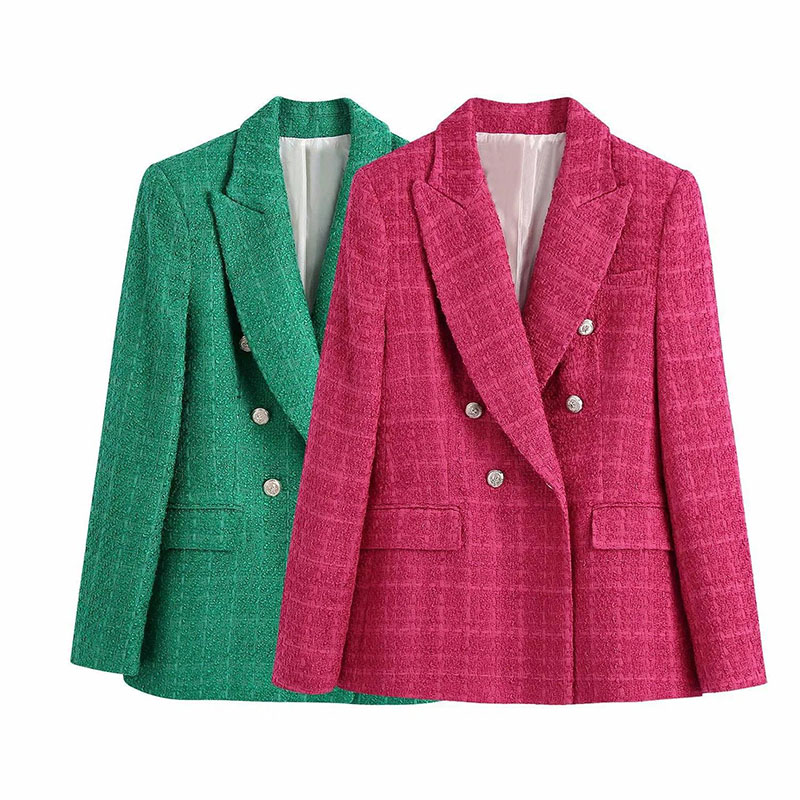 Spring Women Fashion Double Breasted Vintage Long Sleeve Flap Pockets Solid Female Outerwear