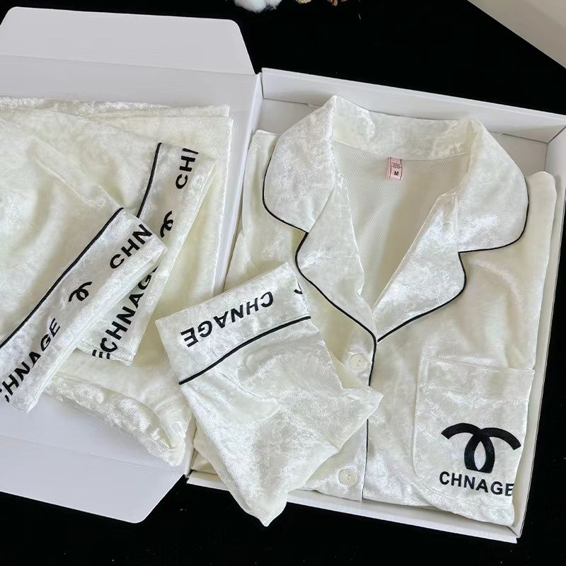 Hot Selling Satin Women's Long Sleeved Cardigan Pants Set Fashionable Spring Autumn Sleepwear for Home Ice Snow-Style