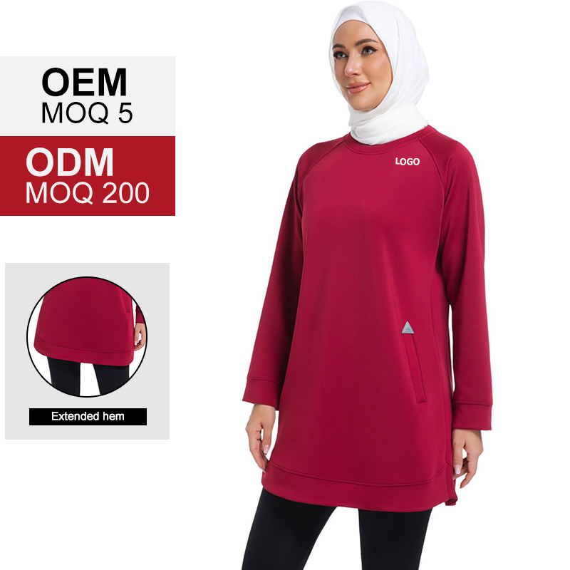 Modest Athletic for Women, Muslim Friendly Long Loose Top for Casual, Gym, Jogging, Autumn Spring Muslim Wear