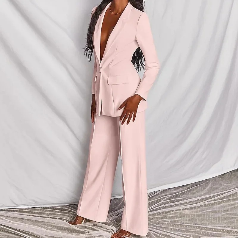 New Women's Professional Eco-Friendly Polyester Full Length Two-Piece Fashion Formal Suit