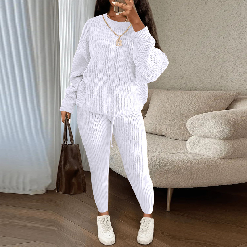 Ladies Knitted Sweaters 2 Pieces Sets Women Fashion Autumn Winter Streetwear Knit Outfit Sweater and Pants Set