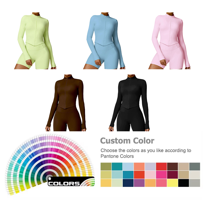 Custom Yoga Sets for Women Butt Lift Leggings Workout Running Activewear Gym Wear Yoga Jacket Set Seamless Short Yoga Set