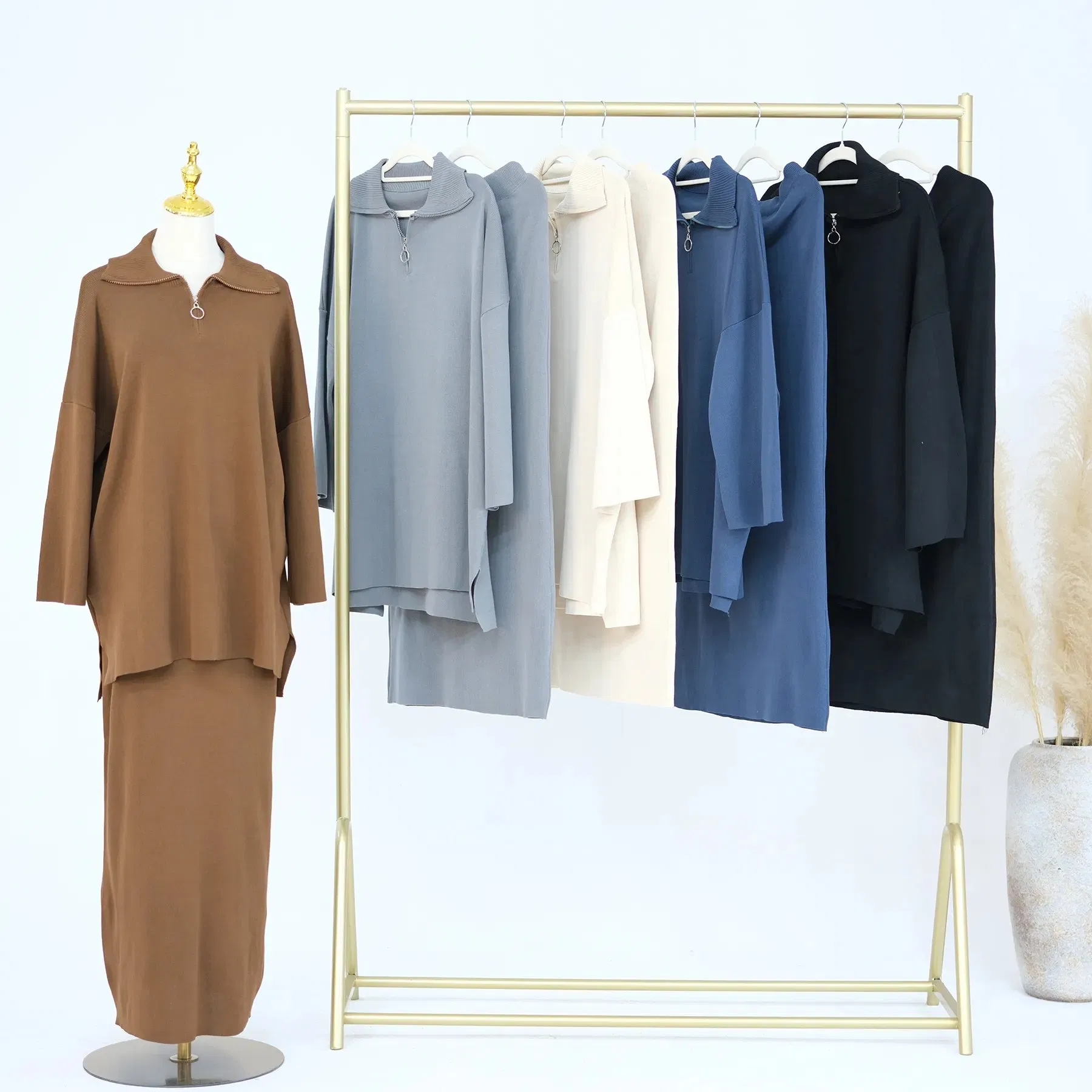 Muslim Women Two Piece Set Modest Sweater Islamic Clothing