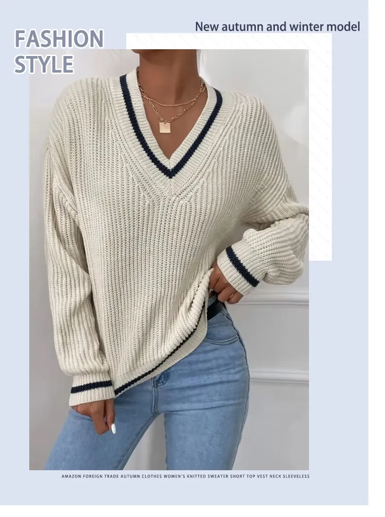 V-Neck Knitted Sweater