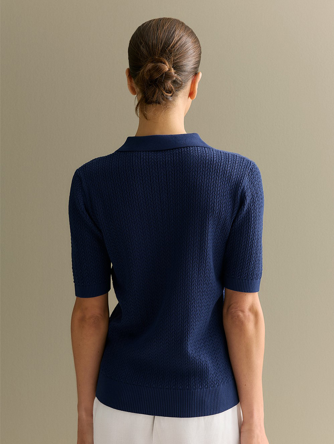 Preppy Style Summer Women's Casual T-Shirt Solid Pattern Short Sleeve Hollow Knitted Elastic Top