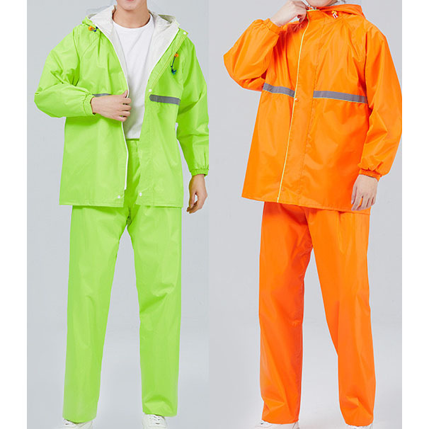Men And Women Adult Zipper Oxford Rain Coat Suit Cycling Motorcycle Hooded Outdoor Reflective Waterproof Raincoat