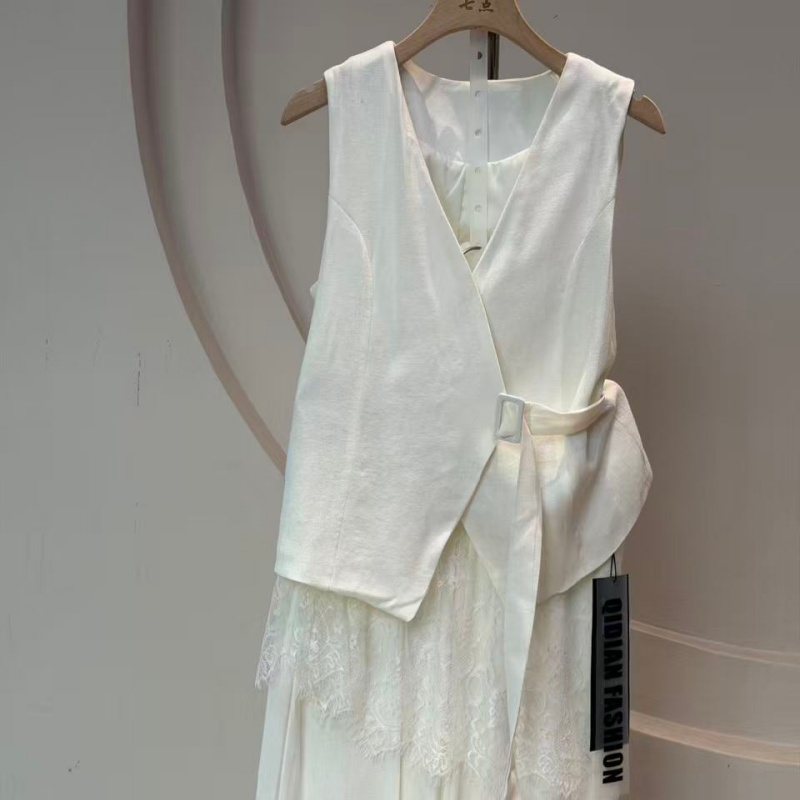 JIANYI Women's Normcore Minimalist Collarless Spandex/Polyester Summer Outerwear