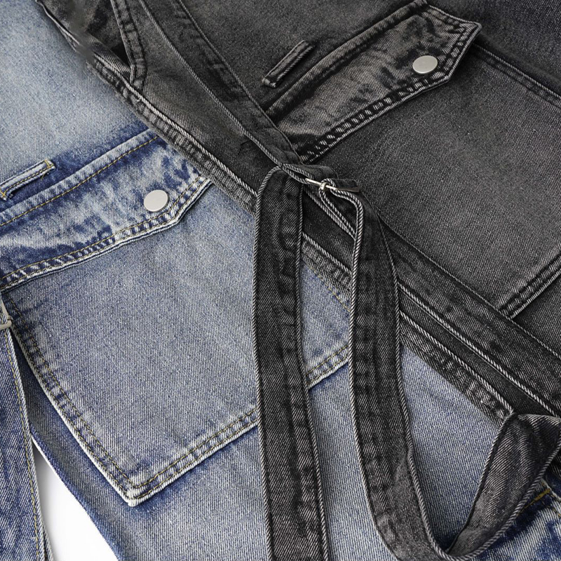 Women's Wide Leg Jeans Ribbon Decoration Hip Hop Multi Pocket Work Pants Leisure Personality Low Waist Jeans
