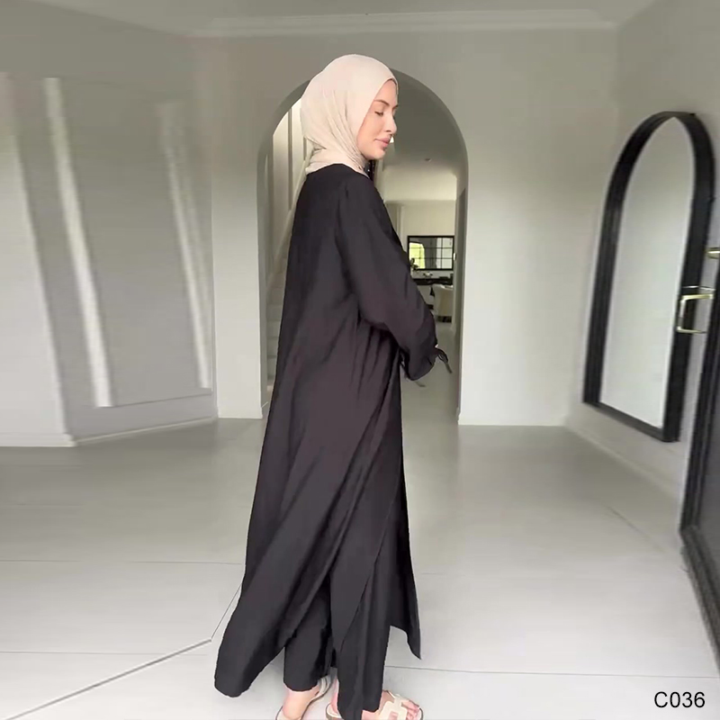 Modest Fashion Abaya and Pants Set for Muslim Women