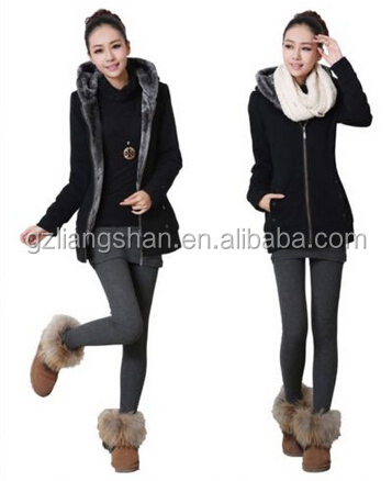 OEM Wholesale Cheap New Women's Lady Clothes Thicken Winter Warm Jacket Coat Hooded Fleece Outerwear