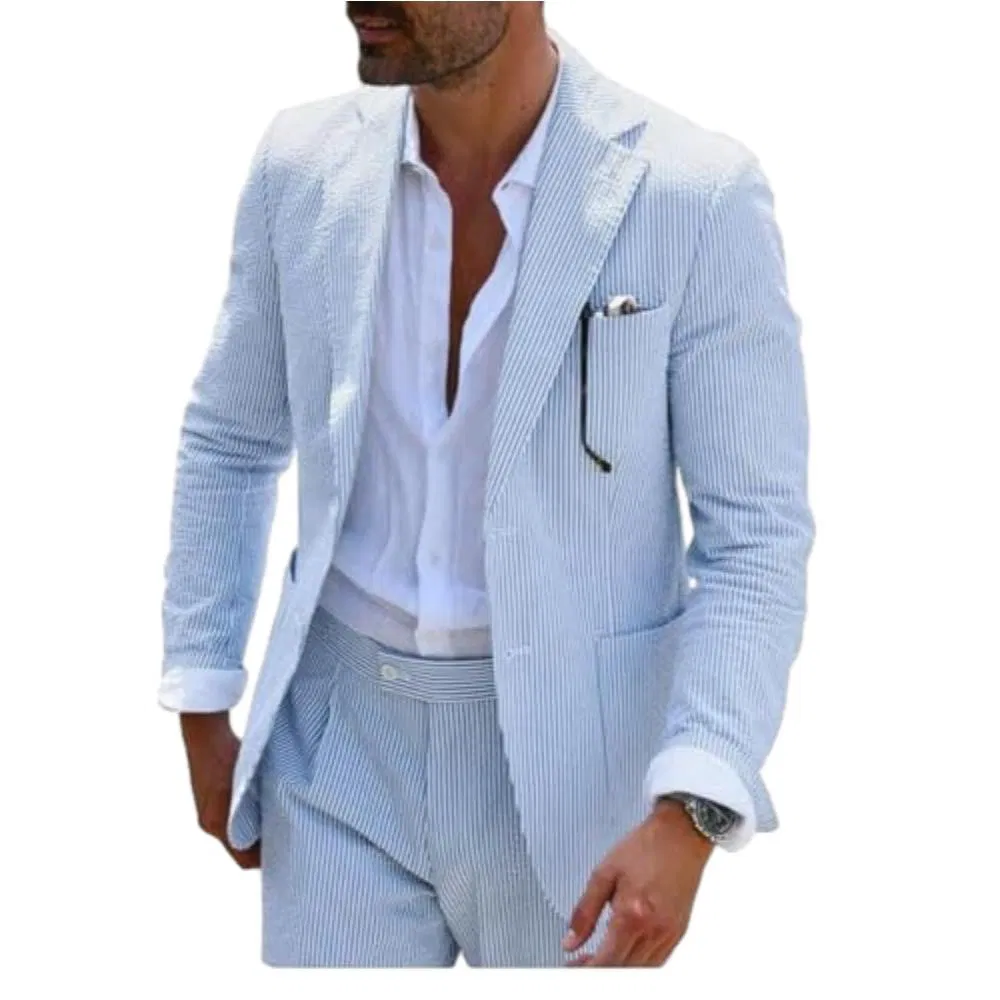 Premium Slim Fit Double Breasted Suit Formal Business Attire Groom Tuxedo Set