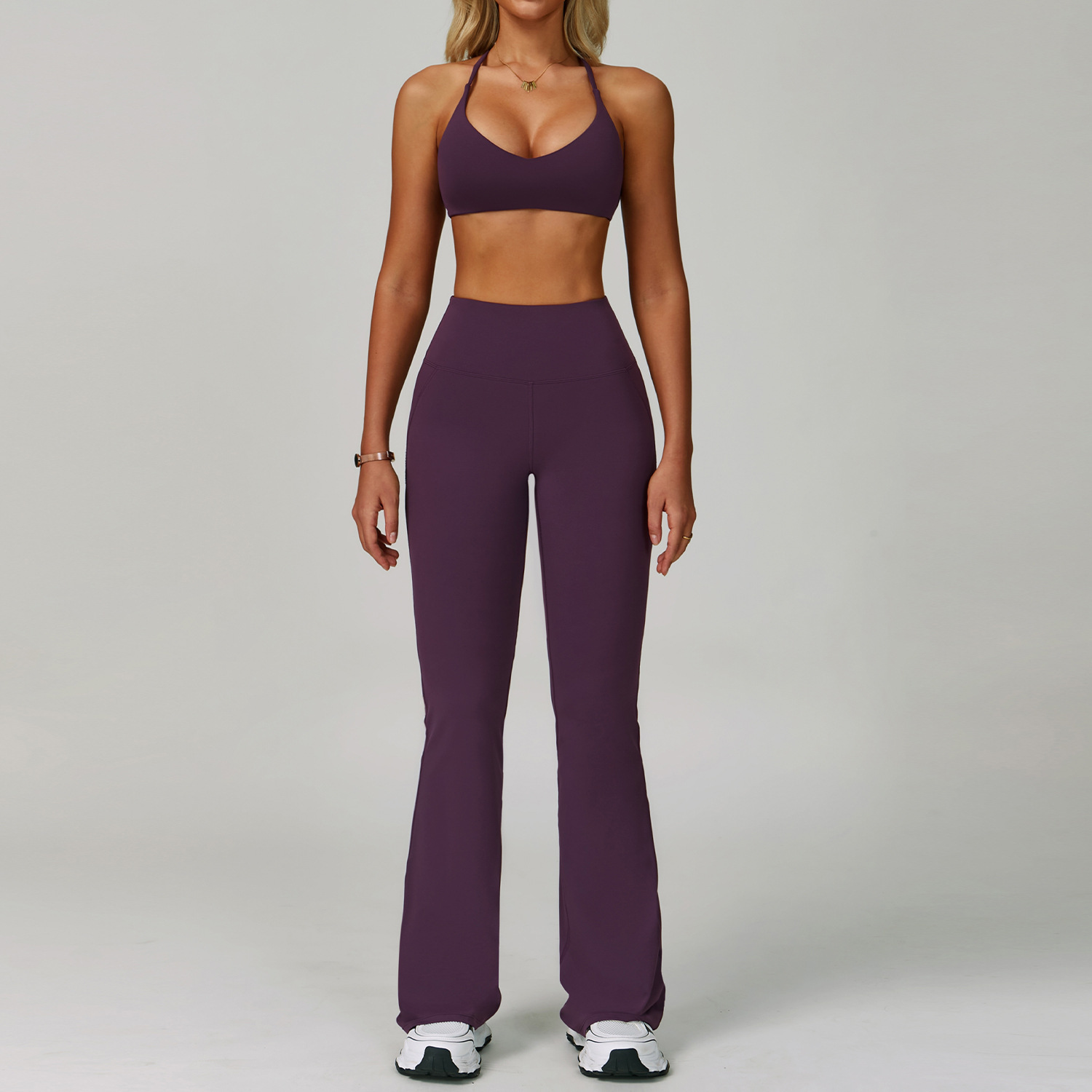 PASUXI Wholesale Women Sports Gym Wear Workout Set Tights Crop Top 2 Pieces Seamless Long Sleeve Fitness Yoga Set