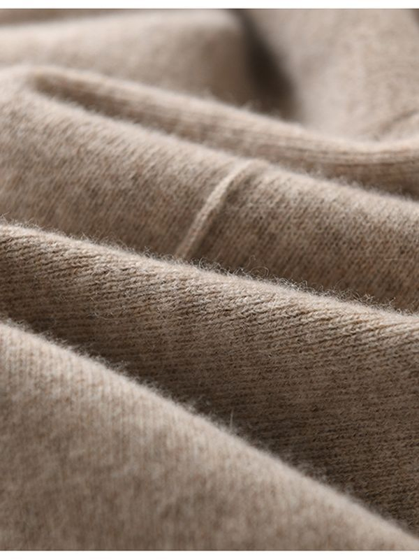 Women's High Waisted Cashmere Wide-Leg Trousers Woollen Knitted Straight Trousers