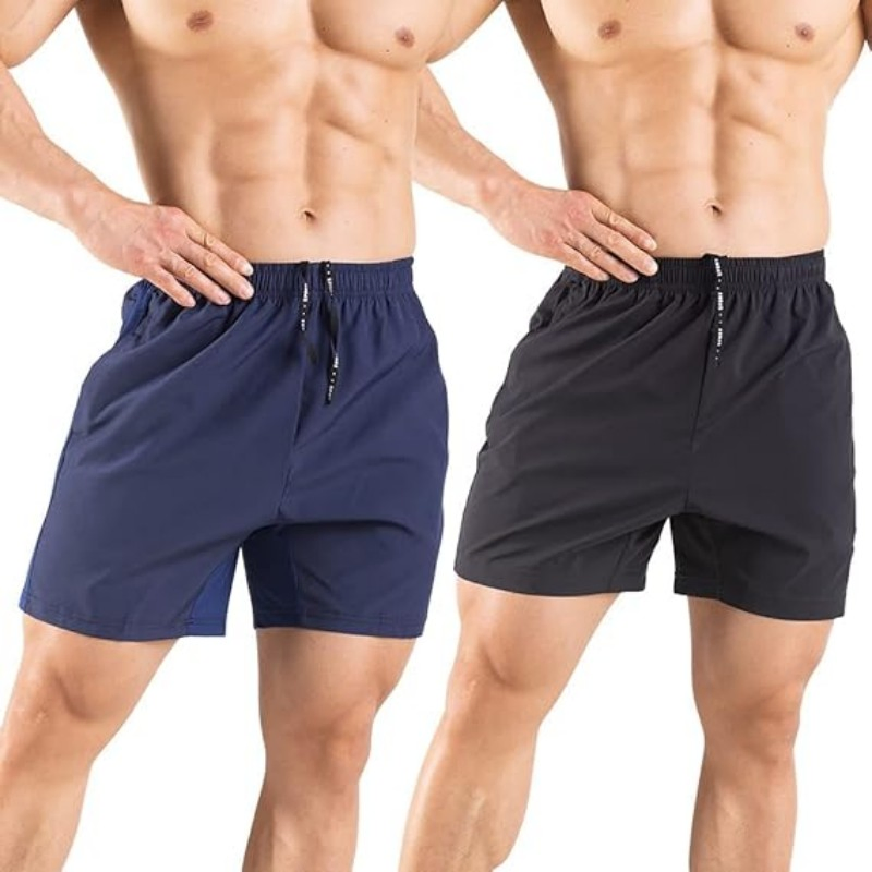 Men's Athletic Training Shorts - Breathable Basketball Shorts with Zippered Pockets for Gym and Casual Activities