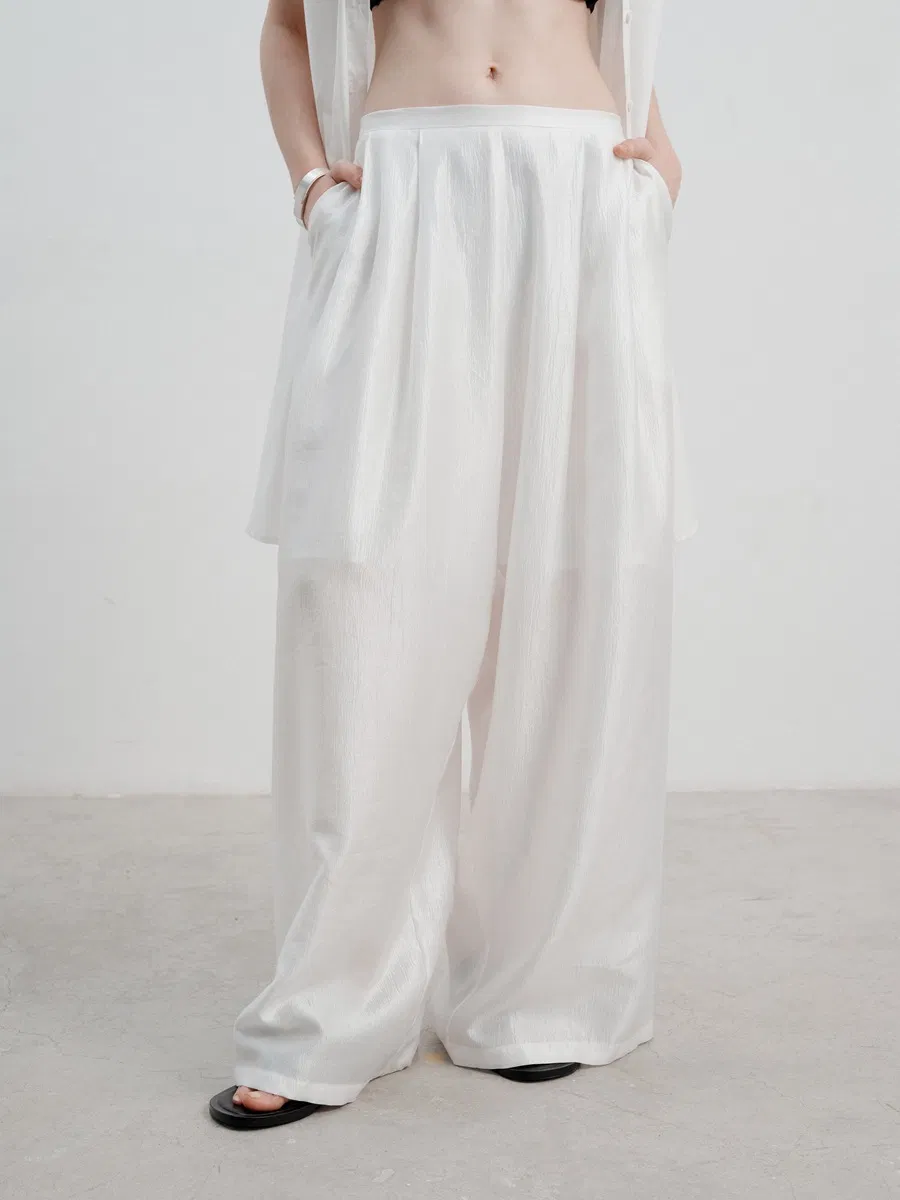 Acetate Wide-Leg Pants Detail 5