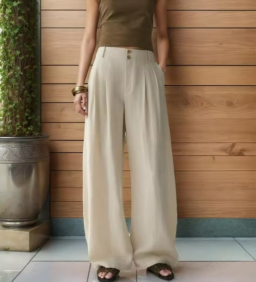 Stylish Linen Blend Wide Leg Trousers for Effortless Everyday