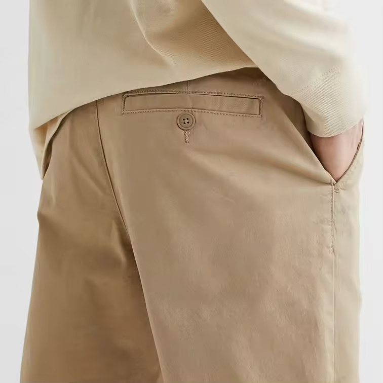 Wholesale Fashion High Quality Custom Logo Wide Leg Men Trousers Zipper Stretchy Cotton Nylon Casual Khaki Mens Chinos Pants