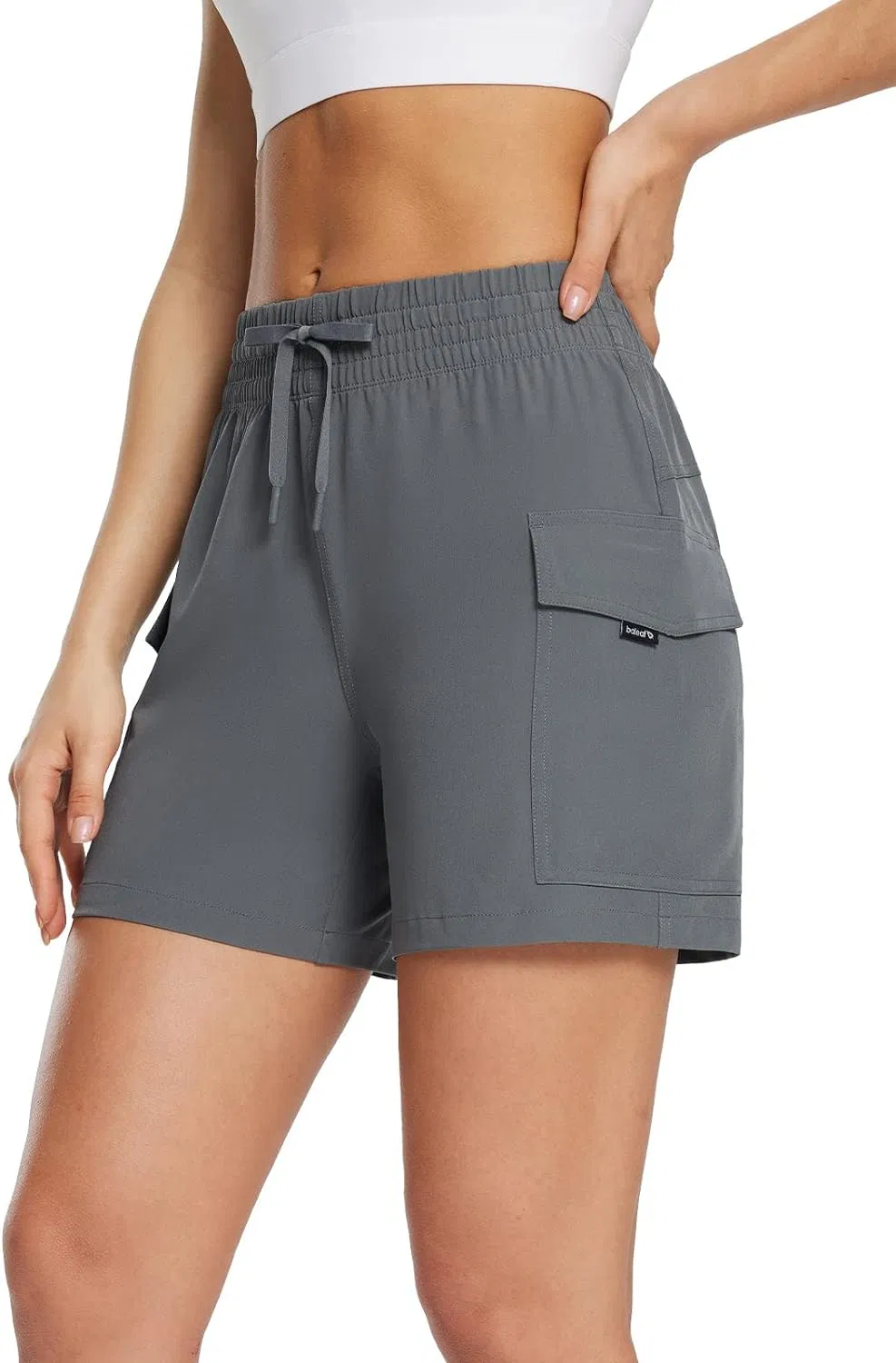 Women's Shorts High Waist Hiking Cargo Shorts Pockets Workout Elastic Lightweight Quick Dry Athletic Upf50