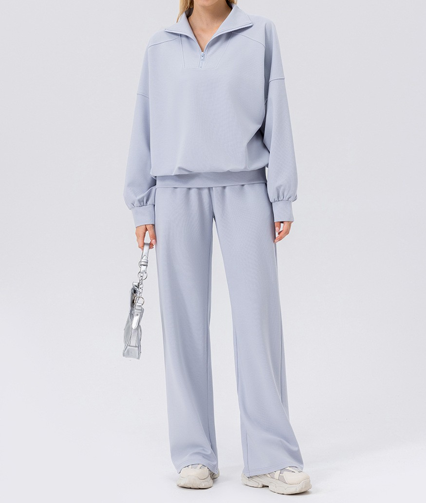 Women High Waist Wide Leg Sports Pants Pure Color Loose Fit Outdoor Running Fitness Trousers