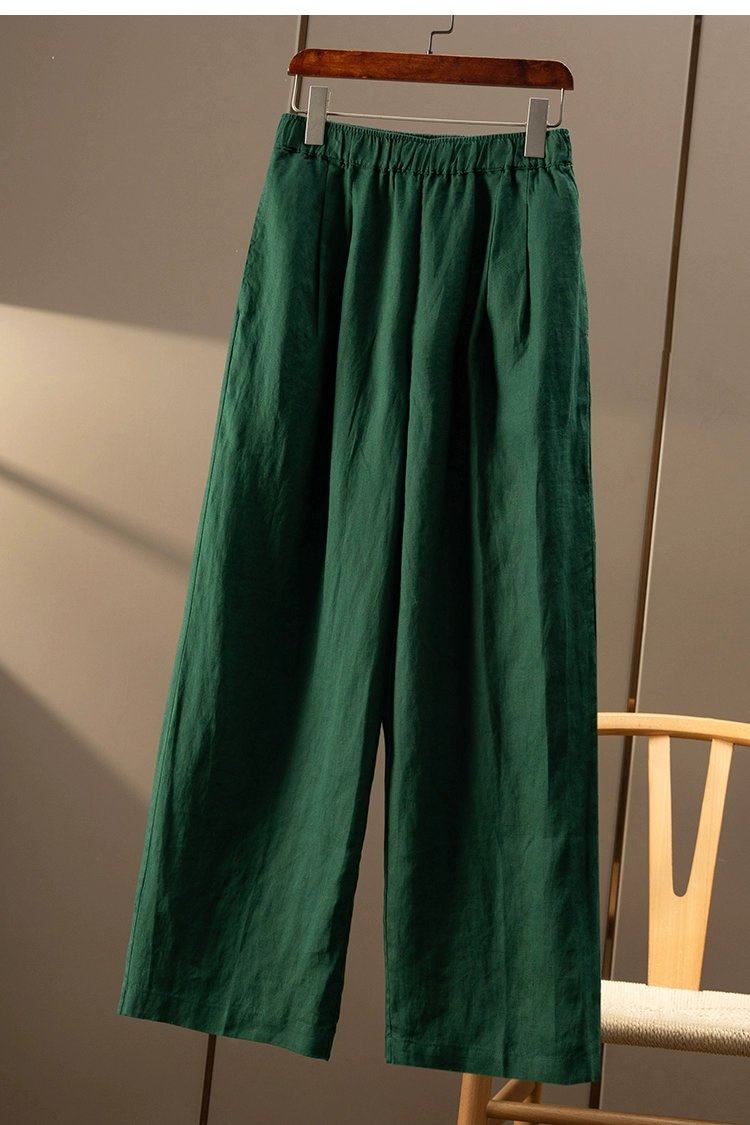New Arrival Versatile High-Waist Linen Trousers for Women&Rsquor's Casual Wear