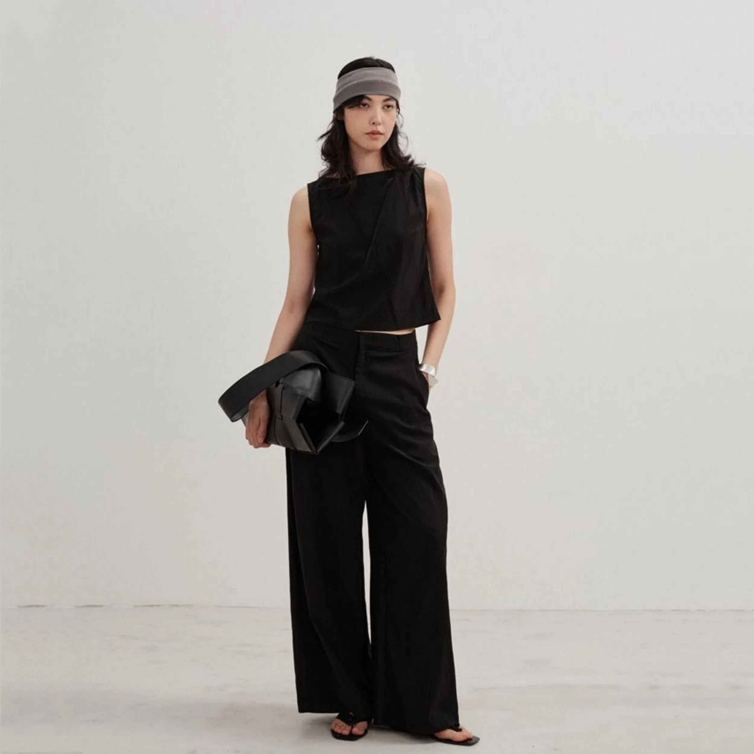 Factory Customized Ladies Summer Pure Cotton Soft Breathable Loose Low Waist Wide Leg Pants Casual Trousers