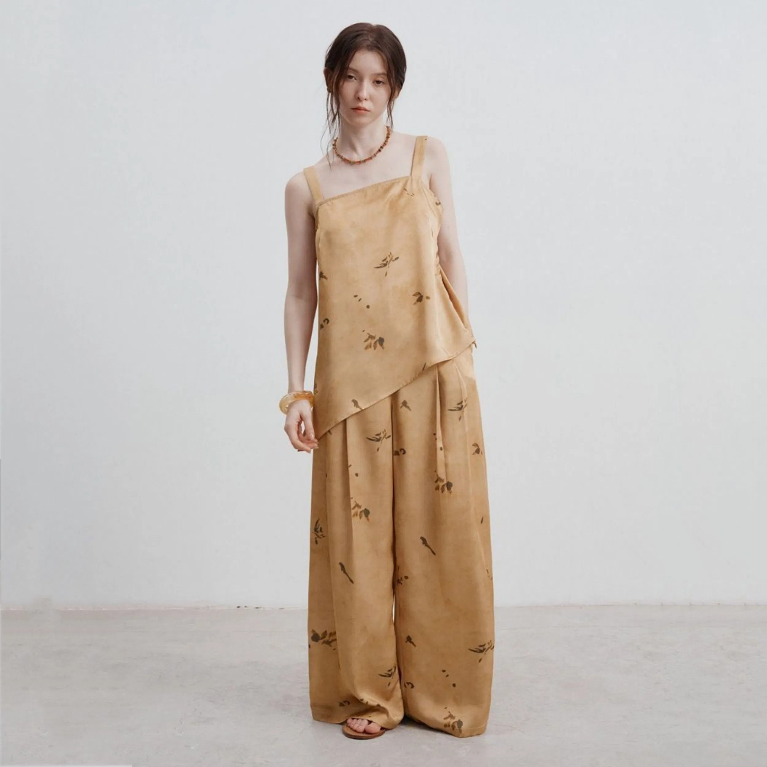 Factory Customization Summer High Waist Wide-Leg Casual Trousers for Women