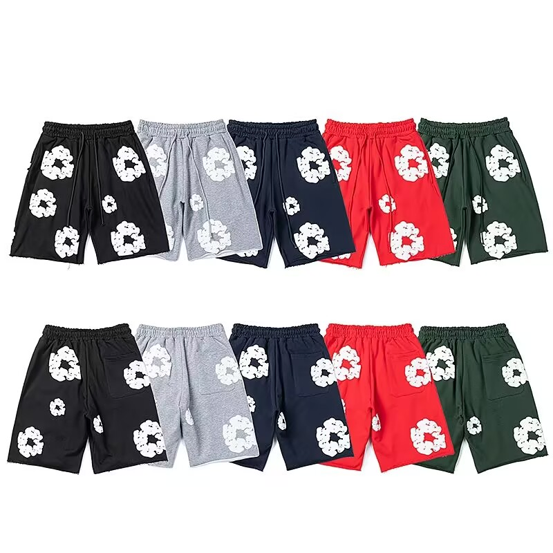 Denim Tears Men's Street Style 3D Floral Print Elastic Waist Shorts