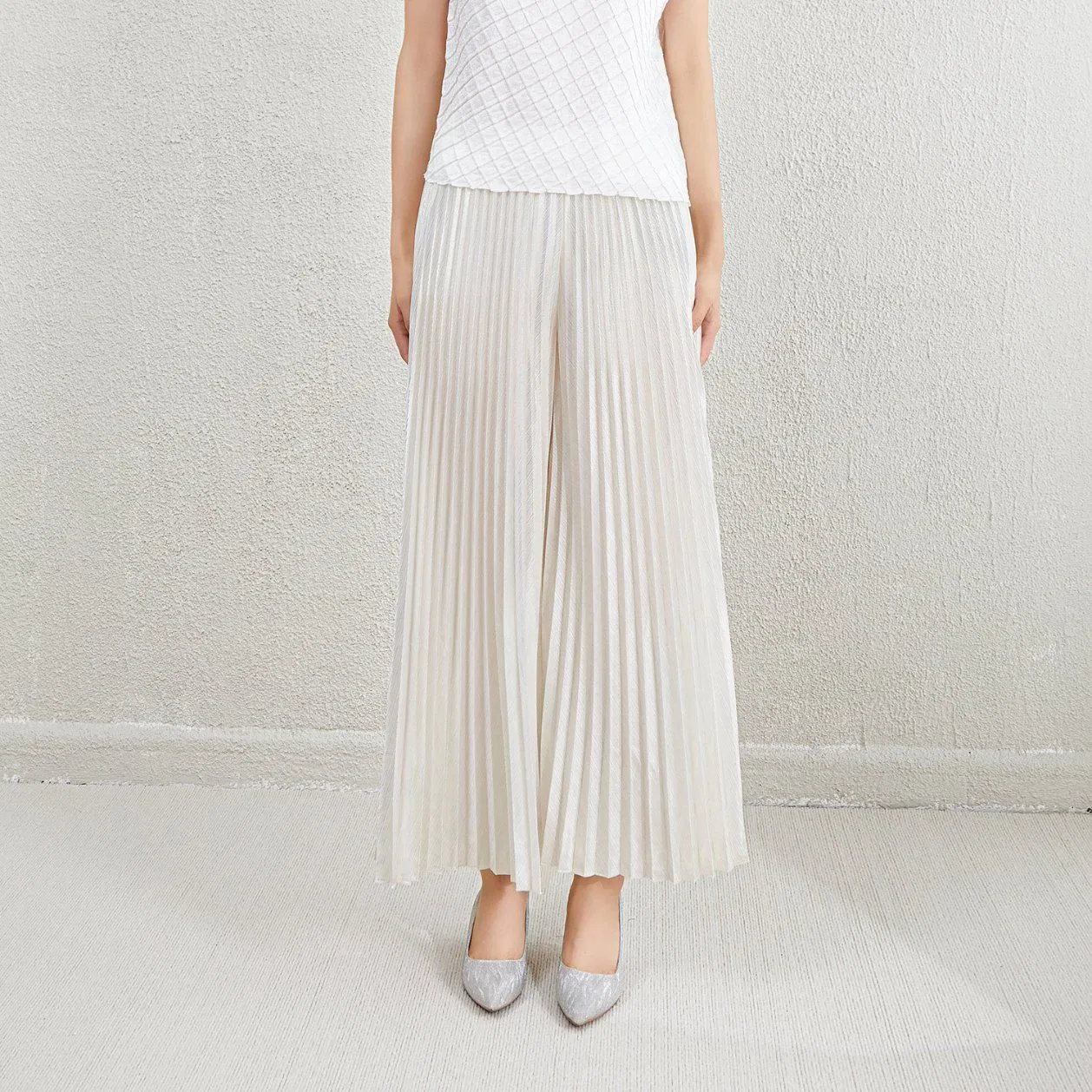 Factory Customized Spring and Summer High Waist Loose Metal Shiny Casual Wide Leg Pants Soft and Breathable