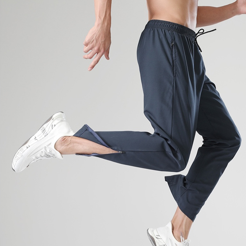 Four Seasons Plus Size Outdoor Pants Quick Dry Running Long Trousers for Men Lightweight Slim Fit Gym Fitness Joggers with Zip-up Side Cuff