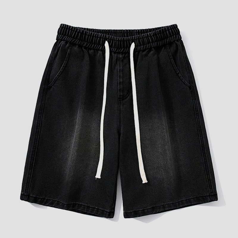 Men Casual Washed Summer Denim Short Pants Loose Fit Jeans Cargo Shorts