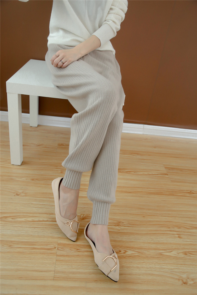 Square Fonda Cashmere Joggers Loose High Waist Pants Ladies Trousers.